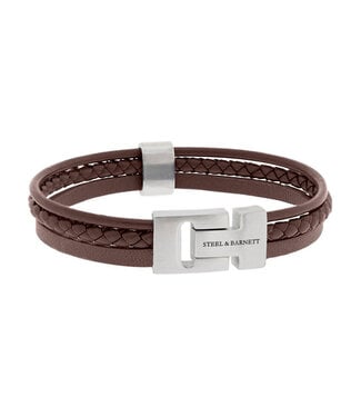 Steel & Barnett Casual Cole leren armband bruin Steel & Barnett Casual Cole leren armband bruin