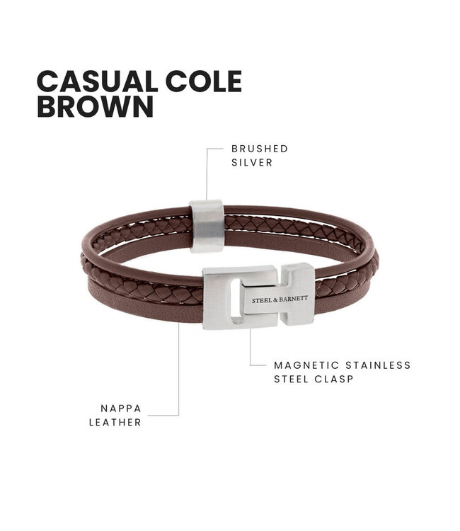Casual Cole leren armband bruin