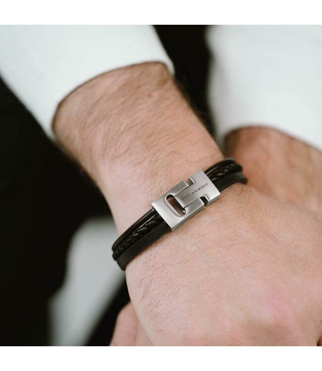 Casual Cole leren armband zwart