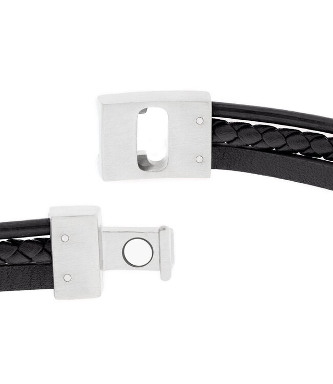 Casual Cole leren armband zwart