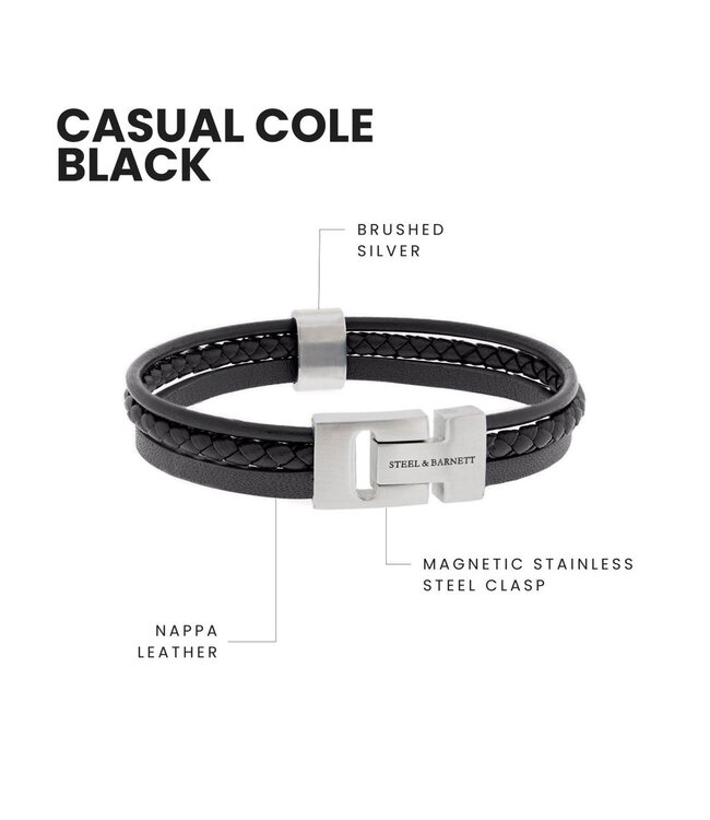 Casual Cole leren armband zwart
