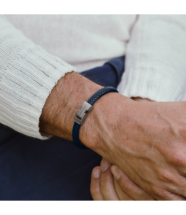 Archie leren armband blauw