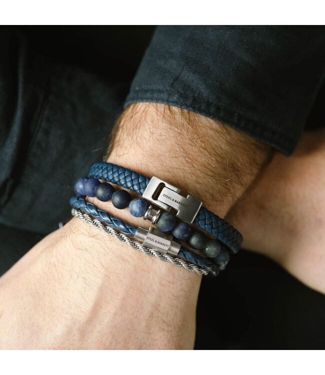 Archie leren armband blauw