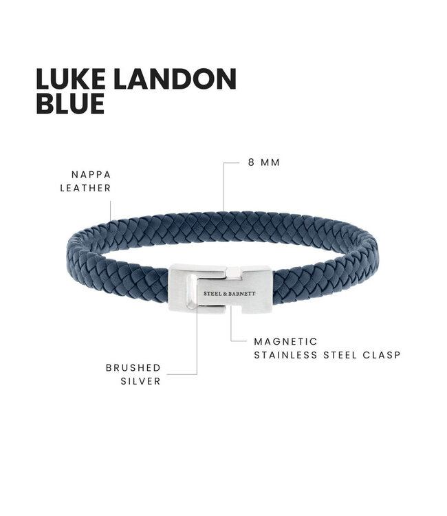 Archie leren armband blauw