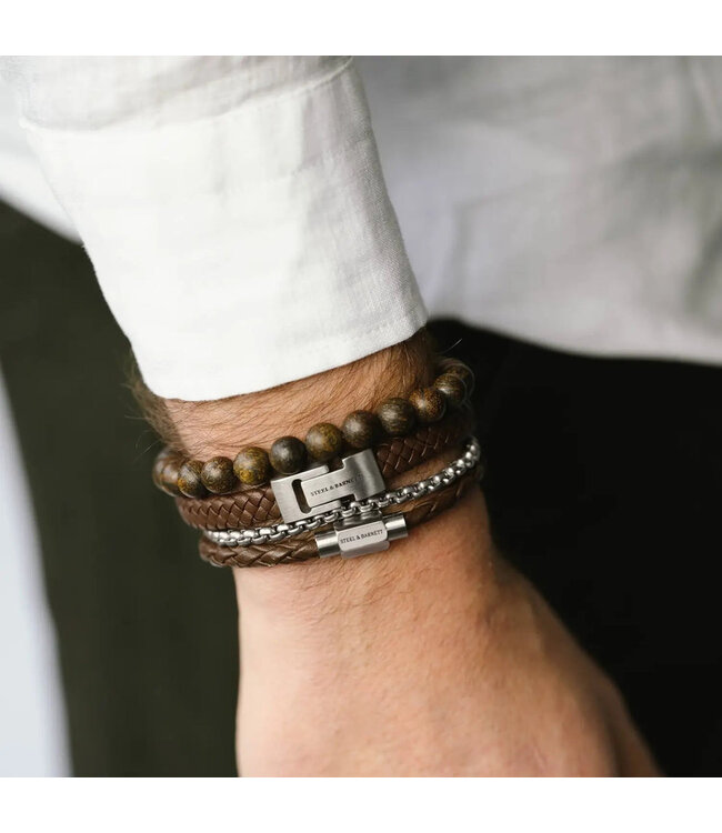 Archie leren armband bruin