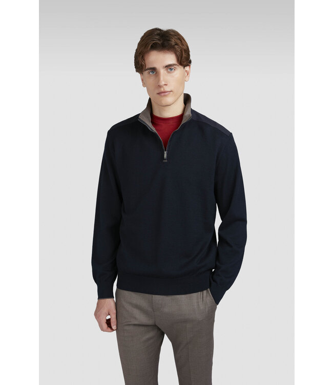 Riviera wollen half zip trui marine