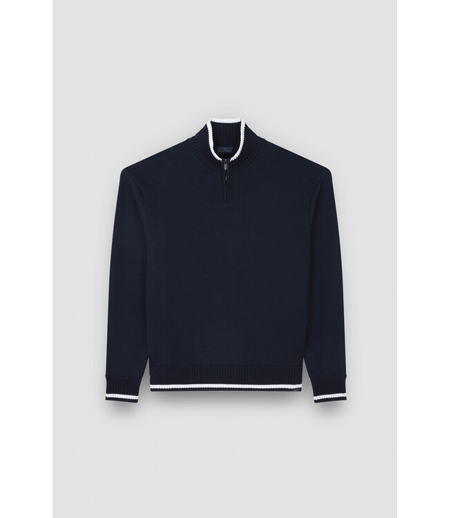 wollen half zip trui marine