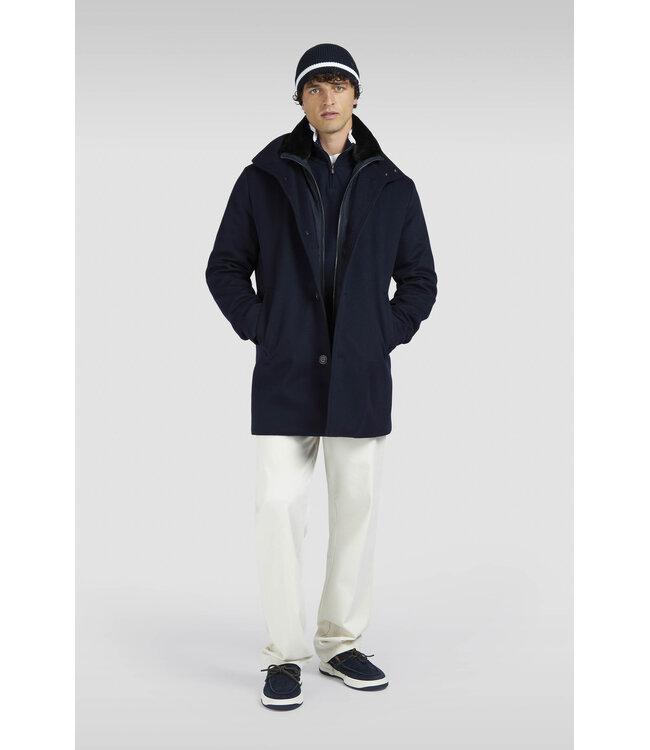 wollen half zip trui marine