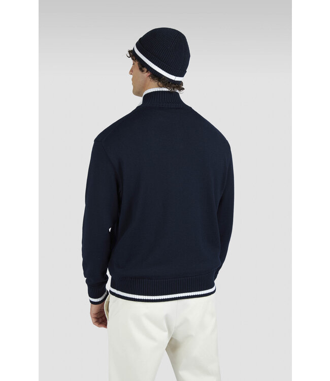 wollen half zip trui marine