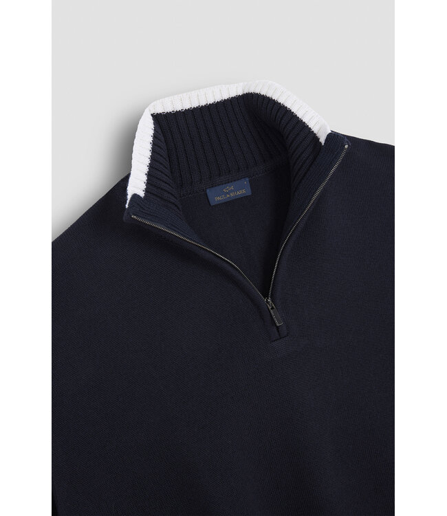 wollen half zip trui marine