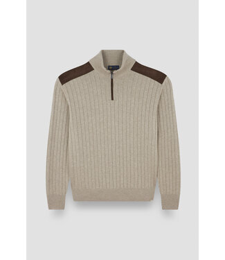 Paul & Shark wol cashmere half zip trui beige