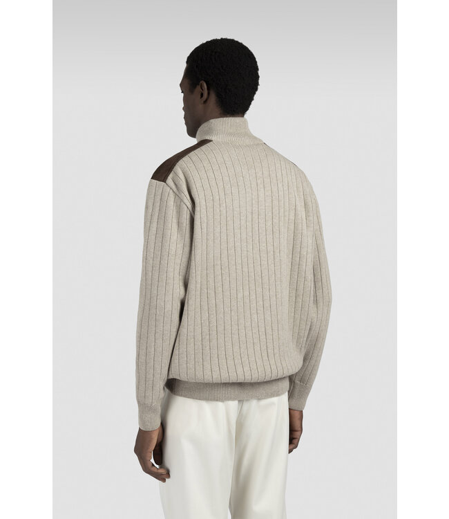 wol cashmere half zip trui beige