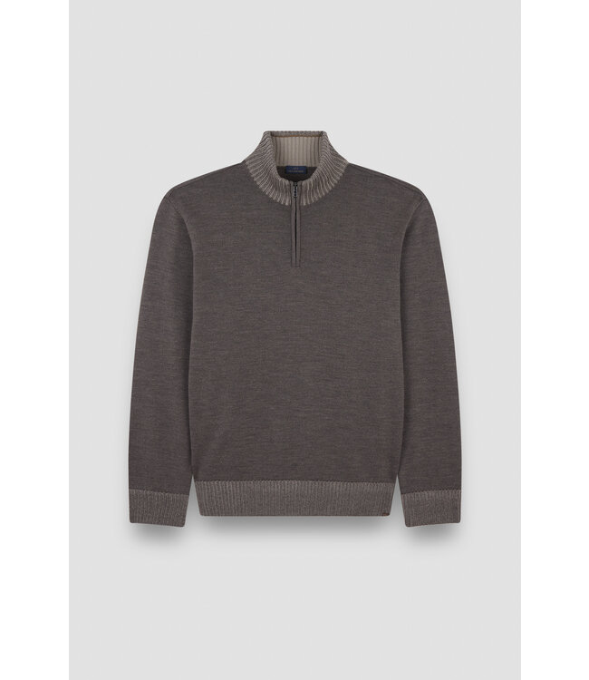 wollen half zip trui bruin