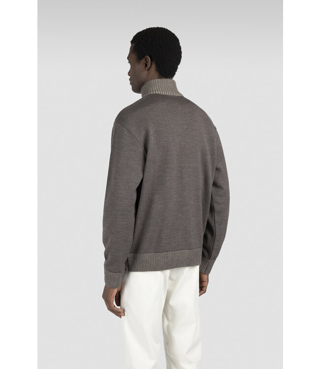 wollen half zip trui bruin