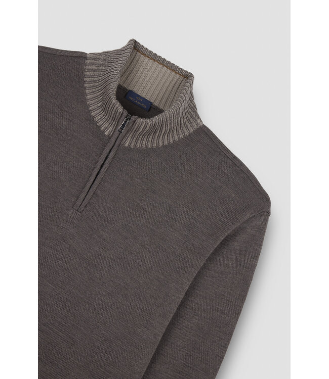 wollen half zip trui bruin