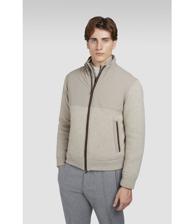 Hybride vest wol en kasjmier met suède en Typhoon® Re-4x4 stretch details