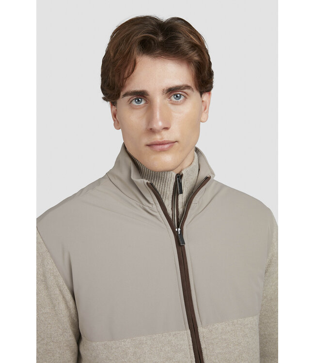 Hybride vest wol en kasjmier met suède en Typhoon® Re-4x4 stretch details