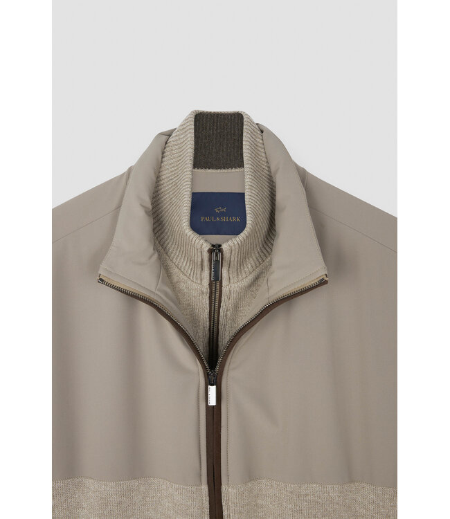 Hybride vest wol en kasjmier met suède en Typhoon® Re-4x4 stretch details