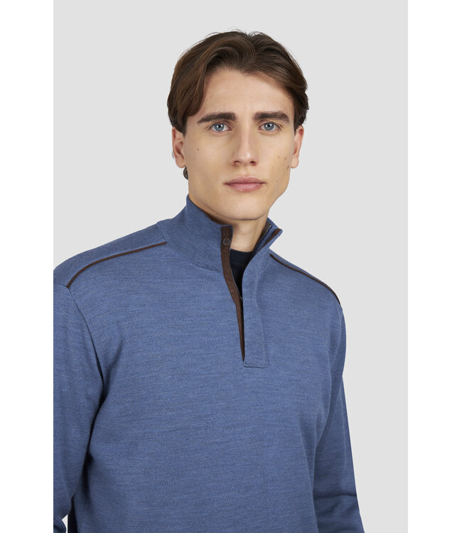 wollen half zip trui lichtblauw