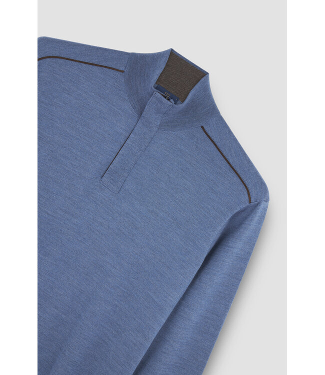 wollen half zip trui lichtblauw