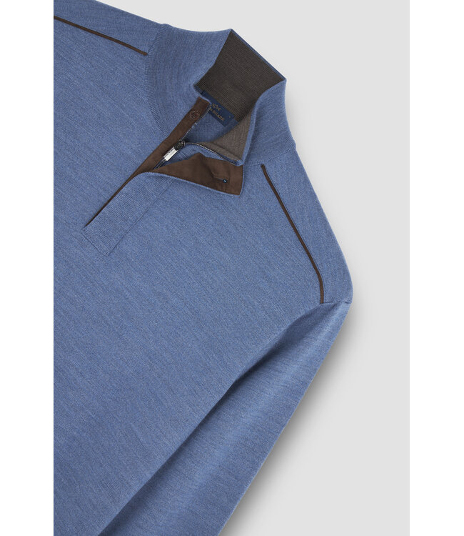wollen half zip trui lichtblauw