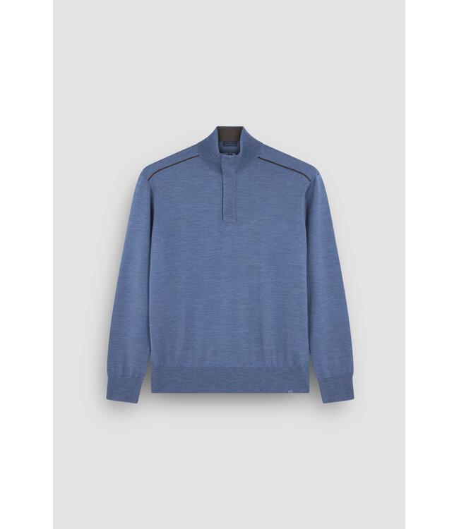 wollen half zip trui lichtblauw