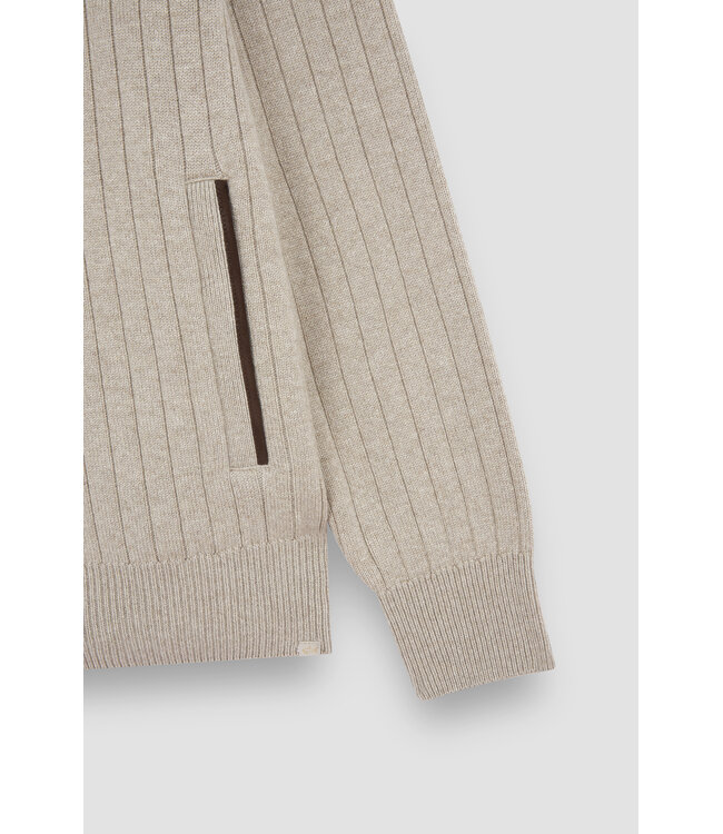 wollen vest met kasjmier en suède details beige