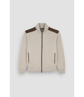 Paul & Shark wollen vest met kasjmier en suède details beige Paul & Shark wollen vest met kasjmier en suède details beige