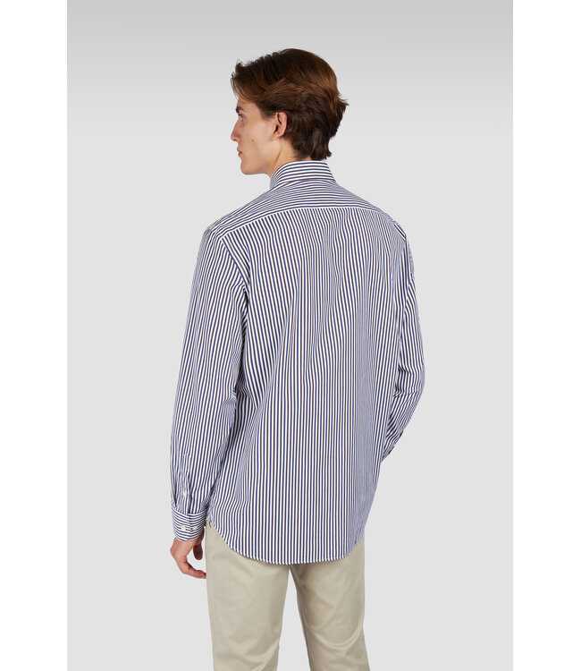 overhemd bruin blauw streep