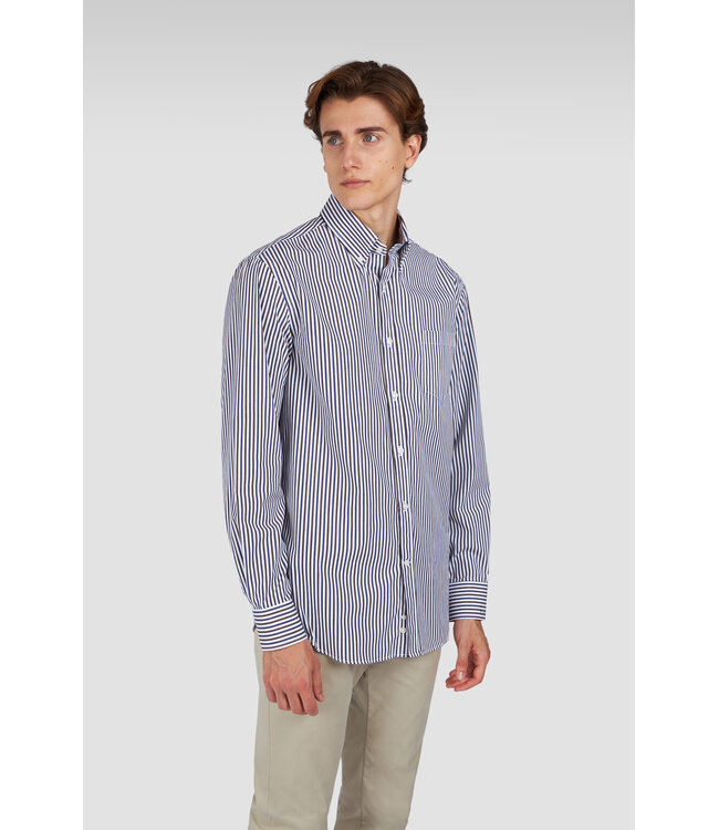 overhemd bruin blauw streep