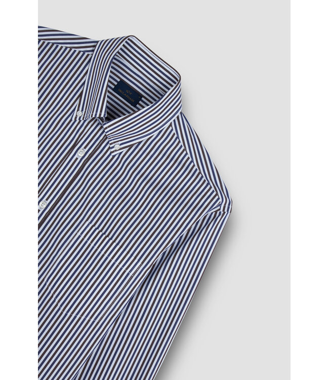 overhemd bruin blauw streep