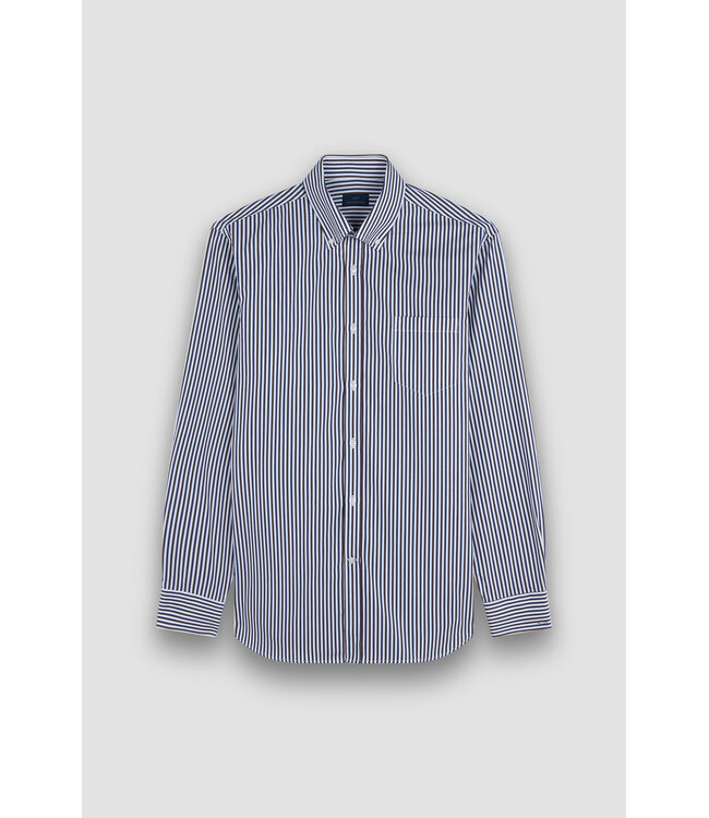 overhemd bruin blauw streep