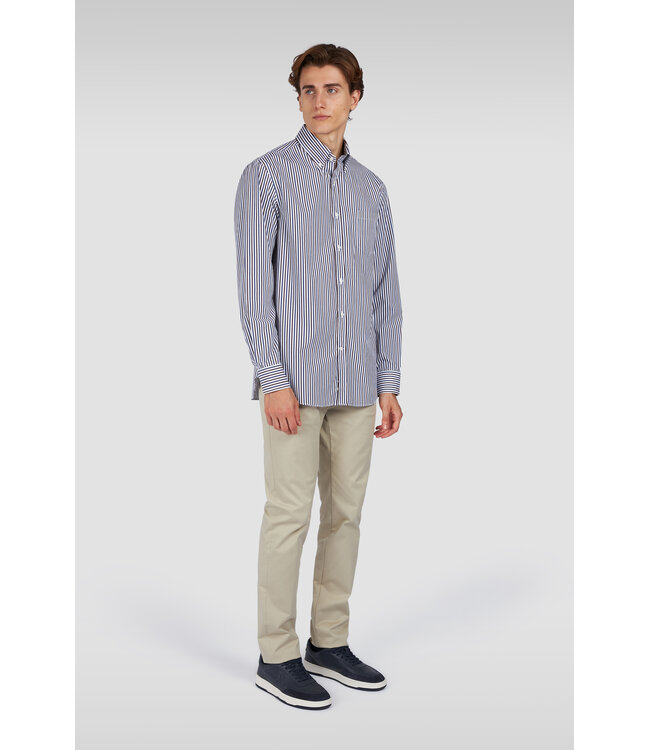 overhemd bruin blauw streep