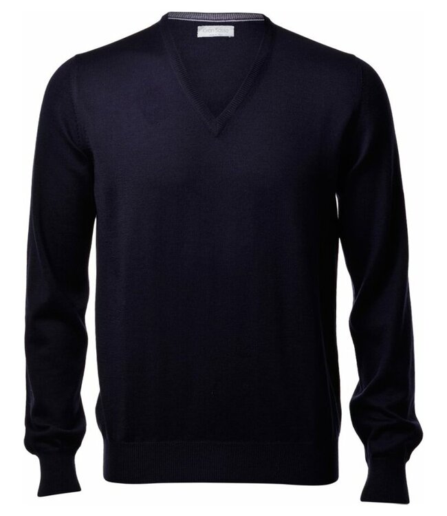 Extrafine Merino V-hals trui marine