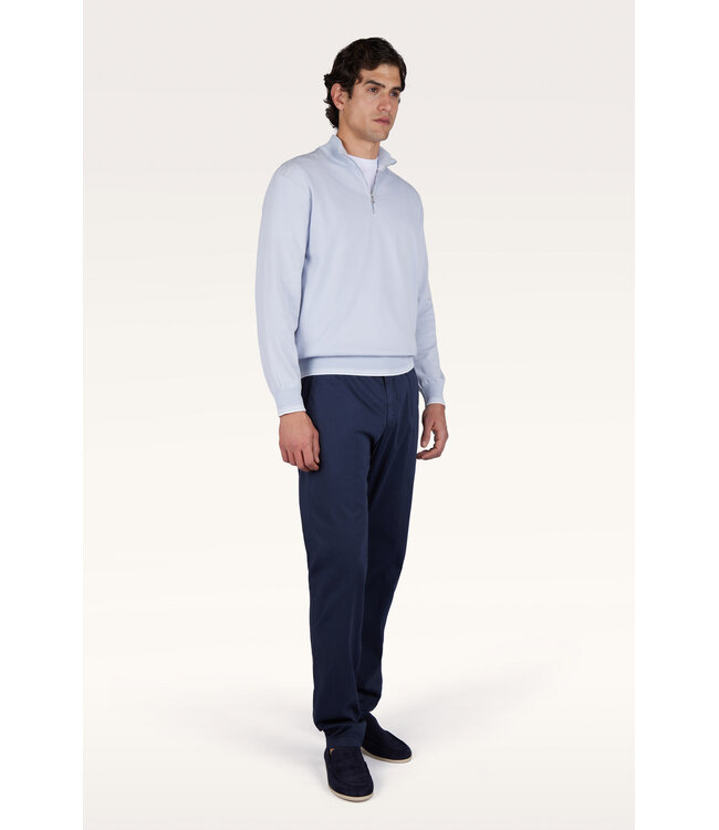 Piuma katoenen half zip lichtblauw