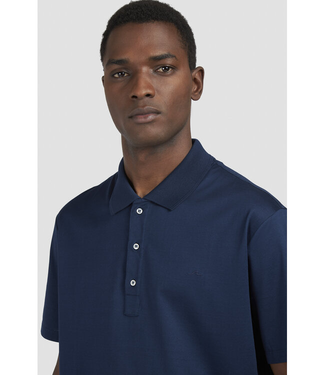 korte mouw polo gemerceriseerd katoen marine