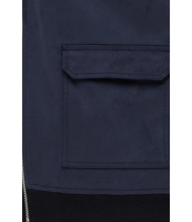 hybride wollen vest marine