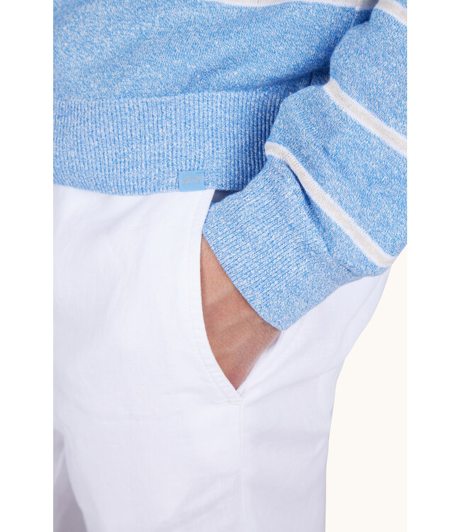 katoen linnen trui lichtblauw streep