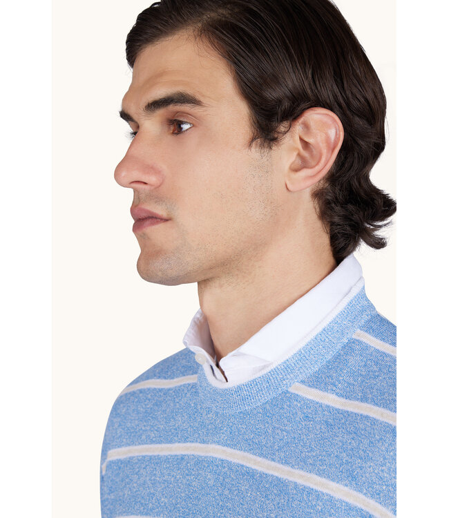 katoen linnen trui lichtblauw streep