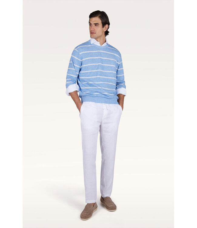 katoen linnen trui lichtblauw streep