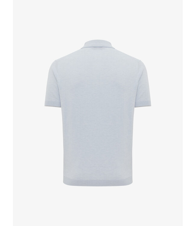 gebreide korte mouw polo lichtblauw