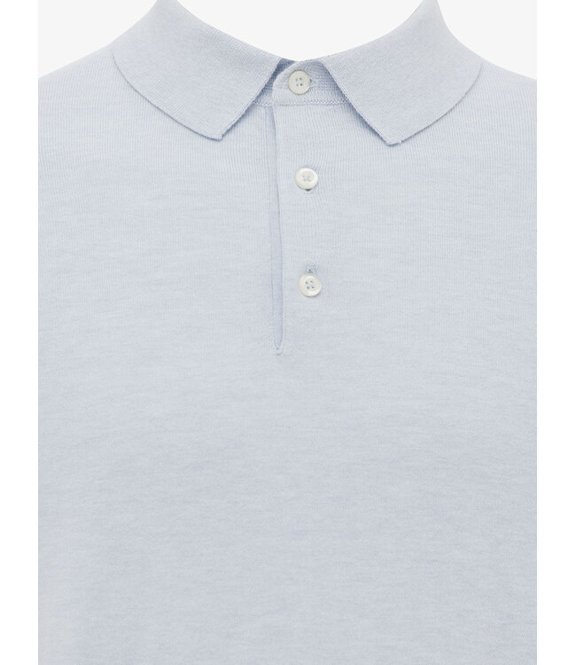 gebreide korte mouw polo lichtblauw