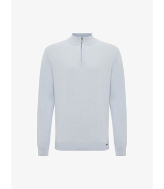 Gentiluomo zijden half zip trui lichtblauw