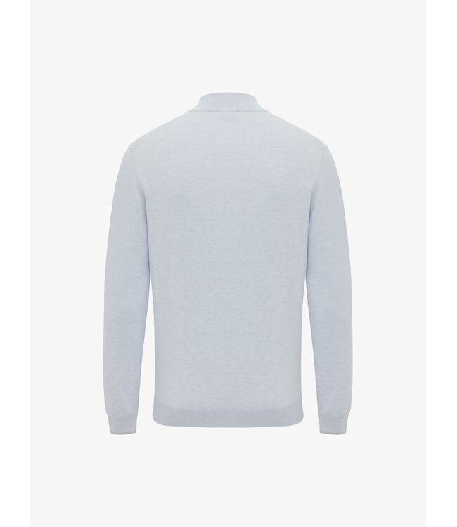 zijden half zip trui lichtblauw