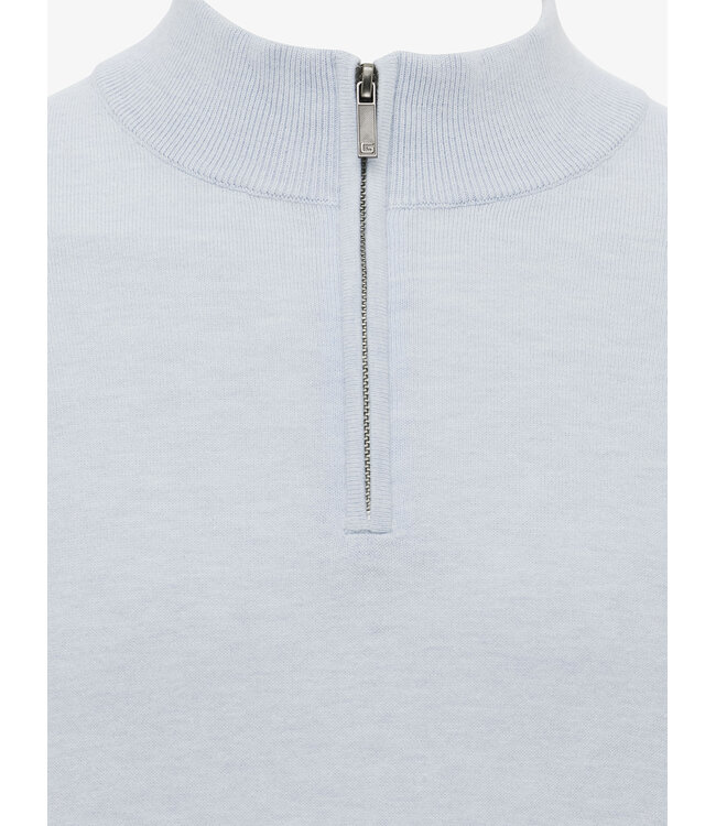 zijden half zip trui lichtblauw