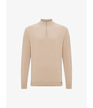 Gentiluomo zijden half zip trui zand