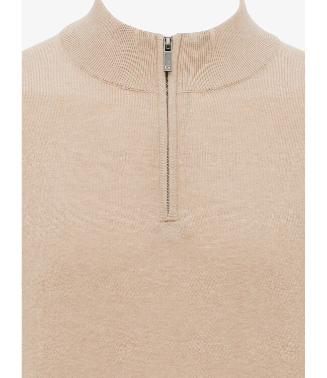 zijden half zip trui zand