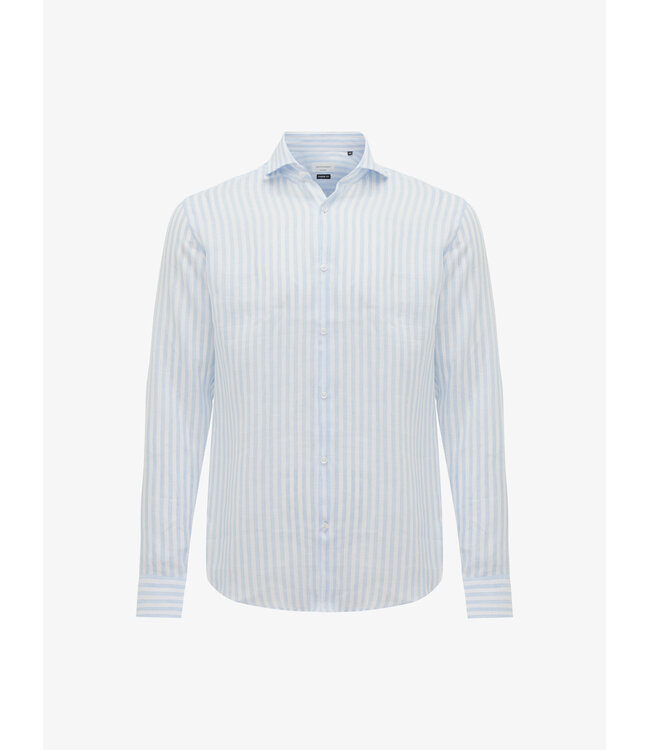 linnen overhemd lichtblauw streep