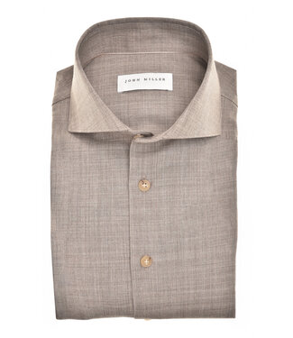 John Miller slim fit melange overhemd bruin