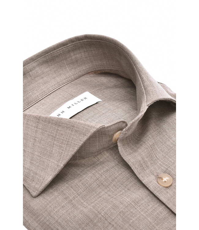 slim fit melange overhemd bruin